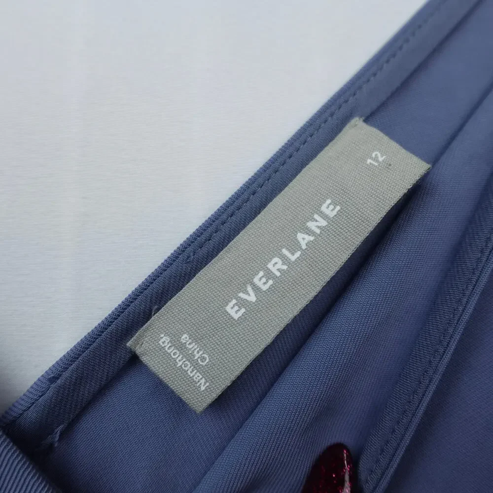 Everlane The Japanese GoWeave Essential Jumpsuit Sz 12 Dusty Blue -Missing Belt-